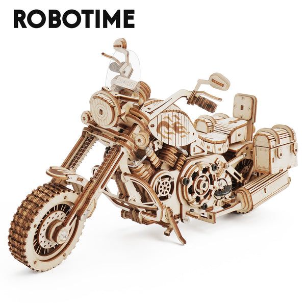 Robotime Rokr 3D Wooden "Cruiser Motorcycle" Model Building Kit.