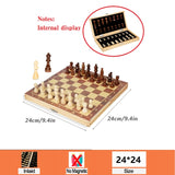 Wooden Folding Chess Set with Interior Storage.